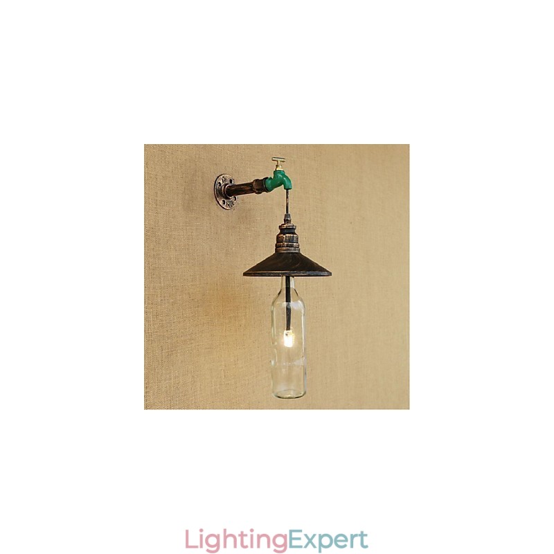 Edison Retro Decorative Water Pipe Wine Bottle Wall lamp Wall Light