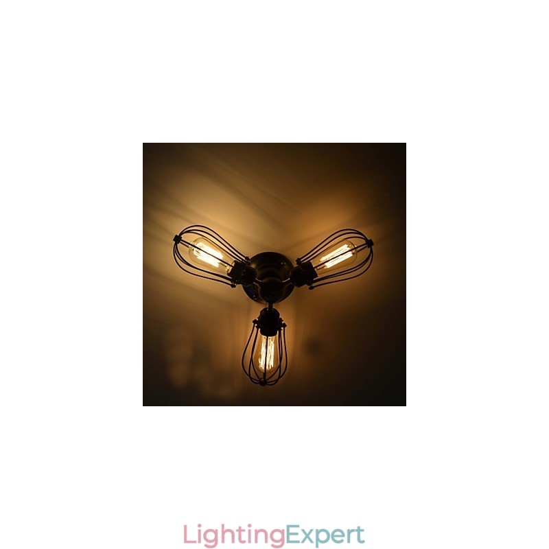 Traditional Classic Vintage Mini Style Painting Metal Flush Mount