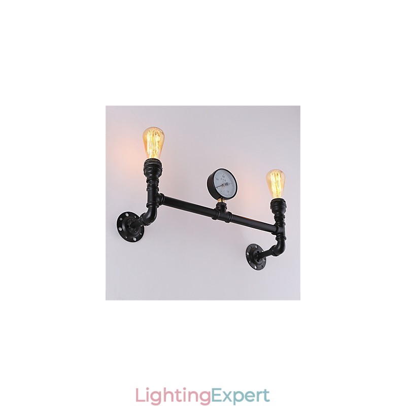 Vintage Industrial Pipe Wall Lights Black Creative Lights Restaurant Cafe Bar Decoration lighting With 2 Light Painted Finish