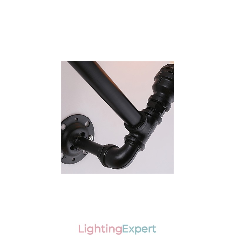Vintage Industrial Pipe Wall Lights Black Creative Lights Restaurant Cafe Bar Decoration lighting With 2 Light Painted Finish