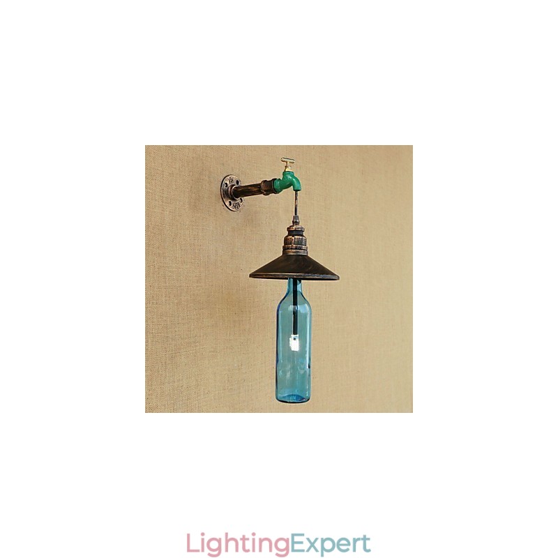 Iron Pipe Retro Bar Hotel Decoration Pipe Bottle Wall Lamp
