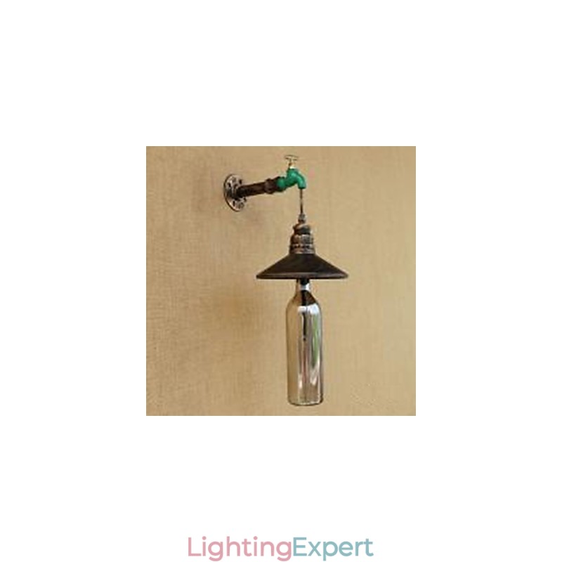 Iron Pipe Retro Bar Hotel Decoration Pipe Bottle Wall Lamp