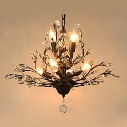 Vintage Crystal Flush Mount 8 Lights Metal Painting Black OR Gold