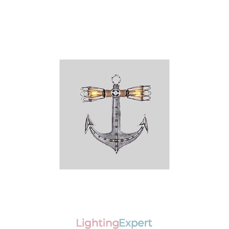 Vintage Industrial Wall Lights Wood Boat Anchor Shape Creative Restaurant Cafe Bar Decoration lighting