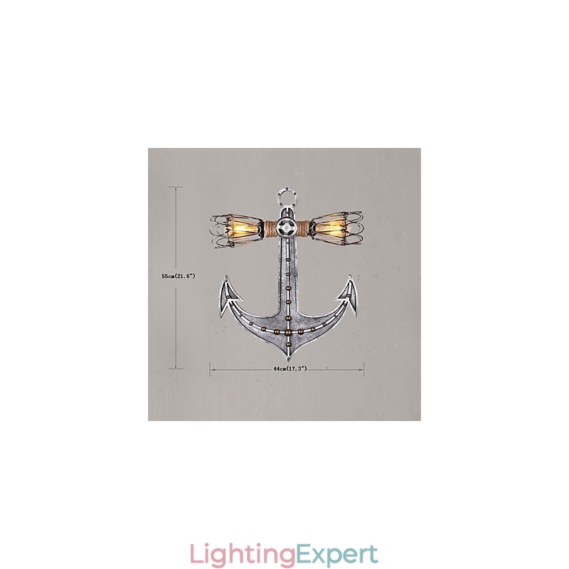 Vintage Industrial Wall Lights Wood Boat Anchor Shape Creative Restaurant Cafe Bar Decoration lighting