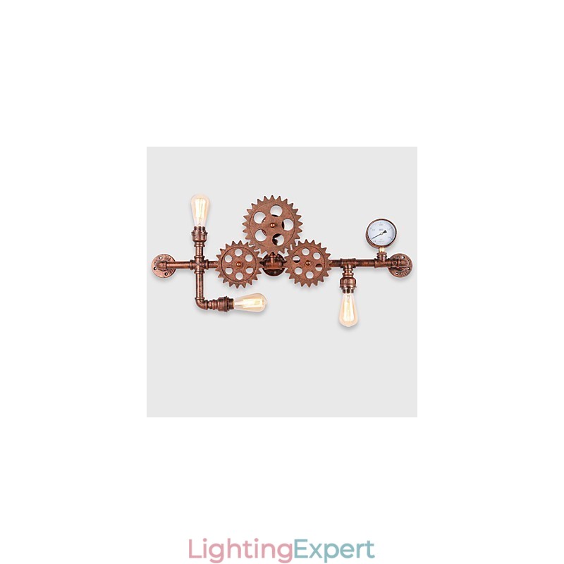 Vintage Industrial Pipe Wall Lights Wood Helm Shape Creative turnable Lights Restaurant Cafe Bar Decoration lighting