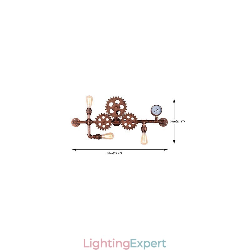 Vintage Industrial Pipe Wall Lights Wood Helm Shape Creative turnable Lights Restaurant Cafe Bar Decoration lighting