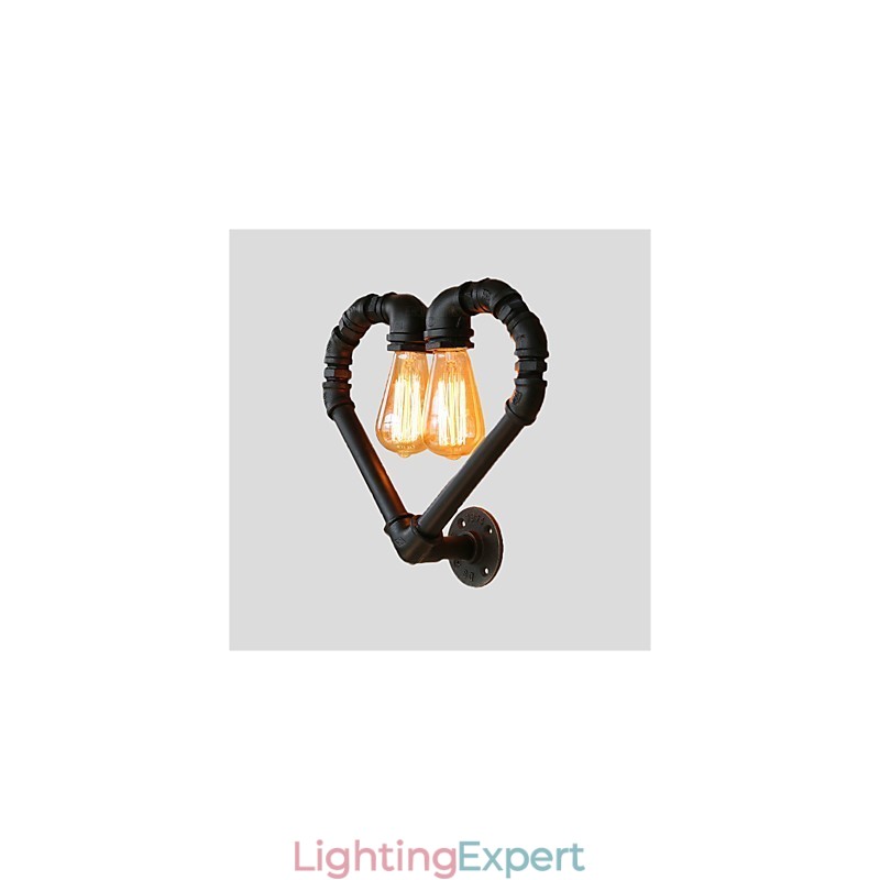 Vintage Water Pipe Loving Heart Creative Wall Lights Industrial Living Room Restaurant Bars Cafe decoration Wall Sconces
