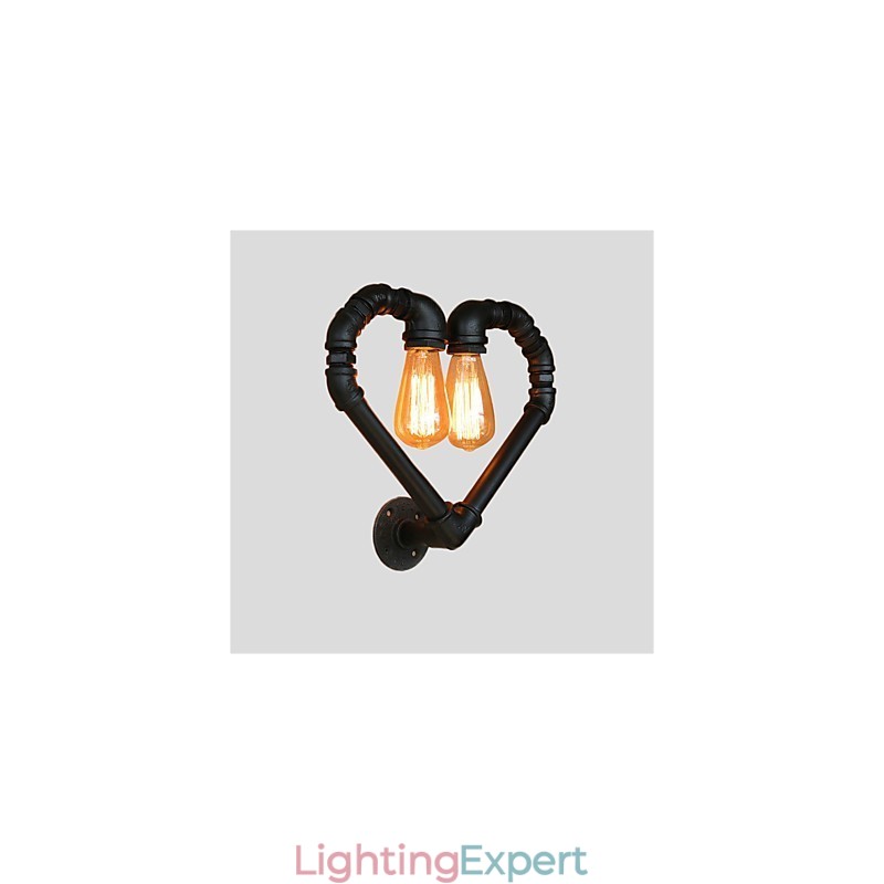 Vintage Water Pipe Loving Heart Creative Wall Lights Industrial Living Room Restaurant Bars Cafe decoration Wall Sconces