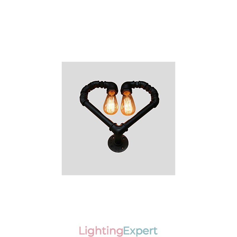 Vintage Water Pipe Loving Heart Creative Wall Lights Industrial Living Room Restaurant Bars Cafe decoration Wall Sconces