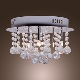 Modern Contemporary Crystal Chrome Metal Flush Mount