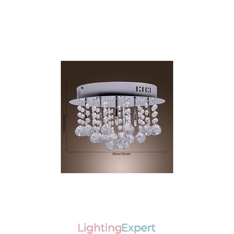 Modern Contemporary Crystal Chrome Metal Flush Mount