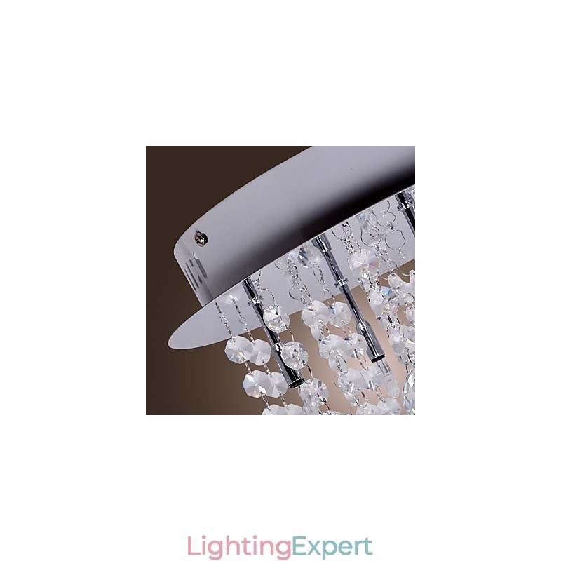 Modern Contemporary Crystal Chrome Metal Flush Mount