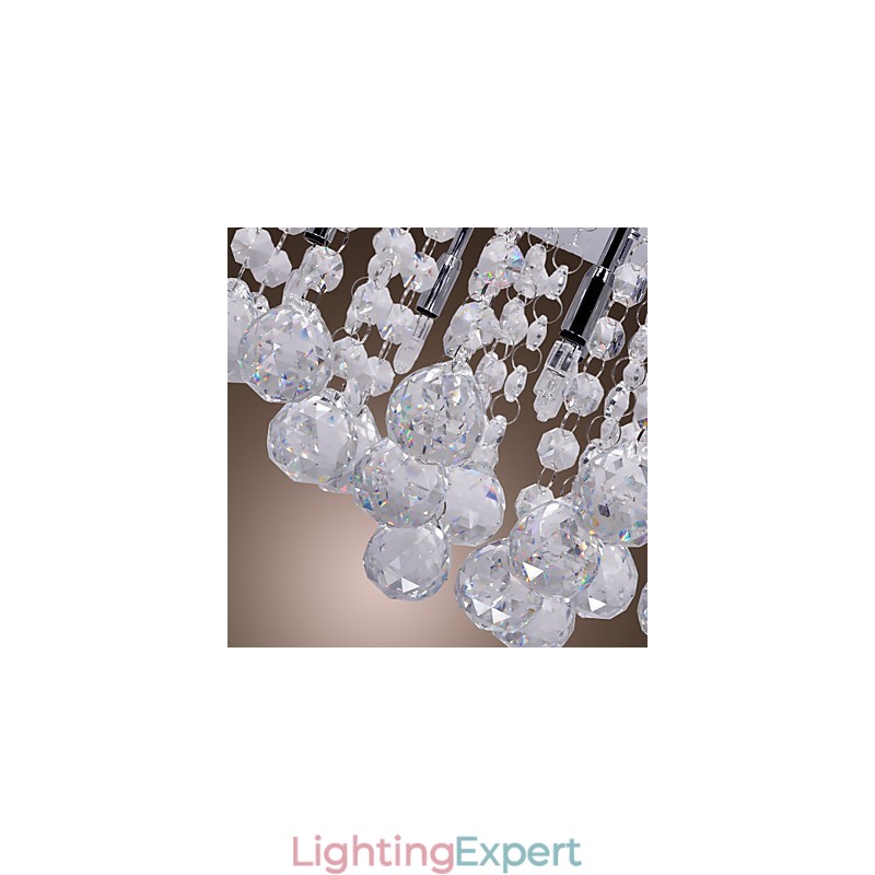 Modern Contemporary Crystal Chrome Metal Flush Mount