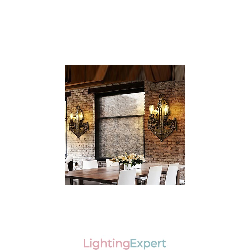 Vintage Industrial Wall Lights Wood Gear Shape Creative turnable Lights Restaurant Cafe Bar Decoration lighting