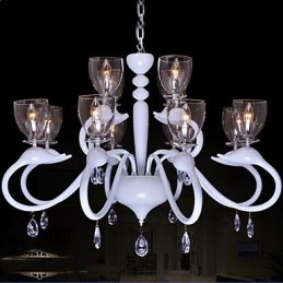 European Style Crystal Droplight Individuality Creative Swan 12 Light Chandelier