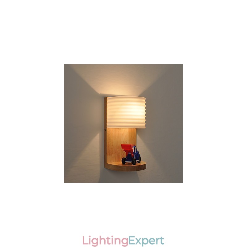 Simple Wall Lamp Bedside Desk Lamp With Glass Shade and Solid Wood for Bedroom Dresser Living Room Baby Room College Dorm Coffee Table Bookcas