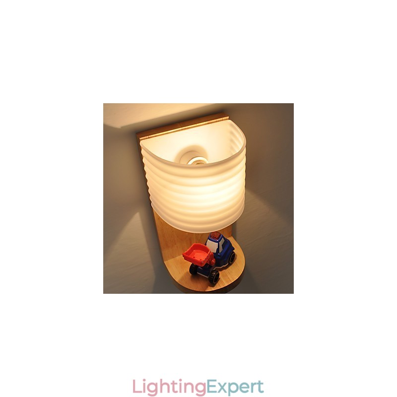 Simple Wall Lamp Bedside Desk Lamp With Glass Shade and Solid Wood for Bedroom Dresser Living Room Baby Room College Dorm Coffee Table Bookcas