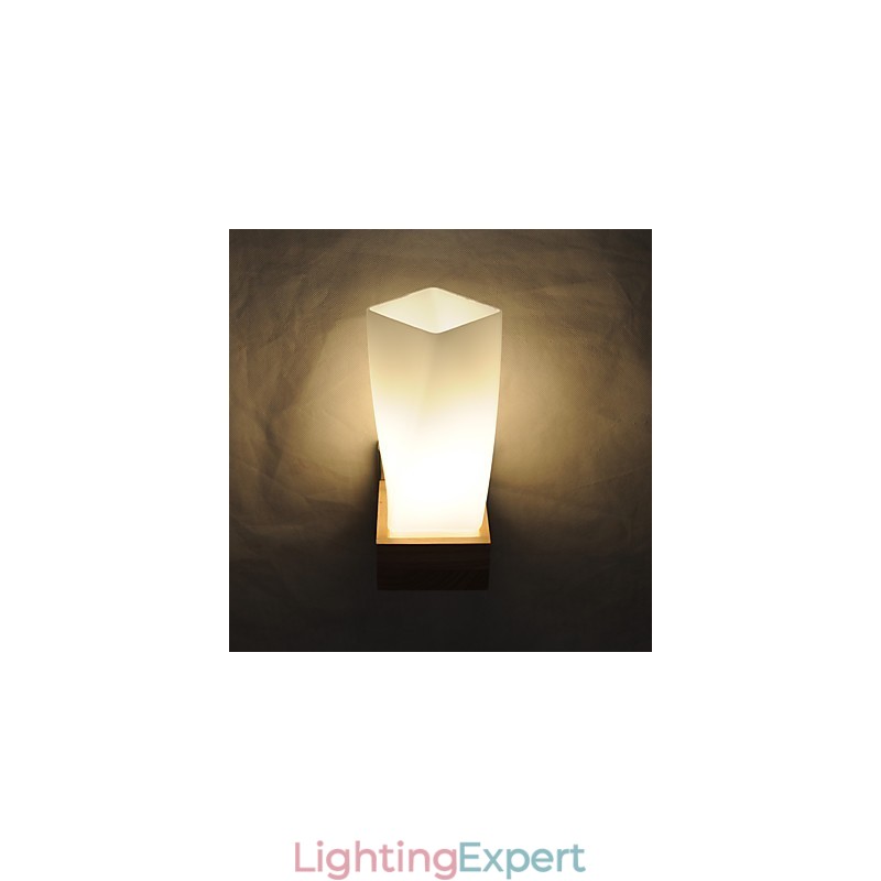 Simple Wall Lamp Bedside Desk Lamp With Glass Shade and Solid Wood for Bedroom Dresser Living Room Baby Room College Dorm Coffee Table Bookcas