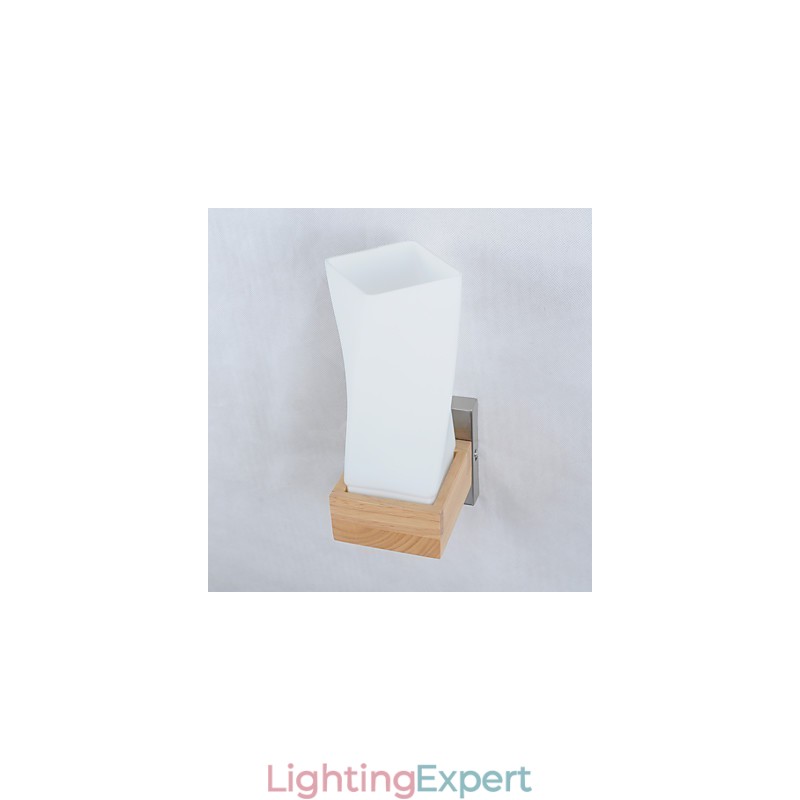Simple Wall Lamp Bedside Desk Lamp With Glass Shade and Solid Wood for Bedroom Dresser Living Room Baby Room College Dorm Coffee Table Bookcas