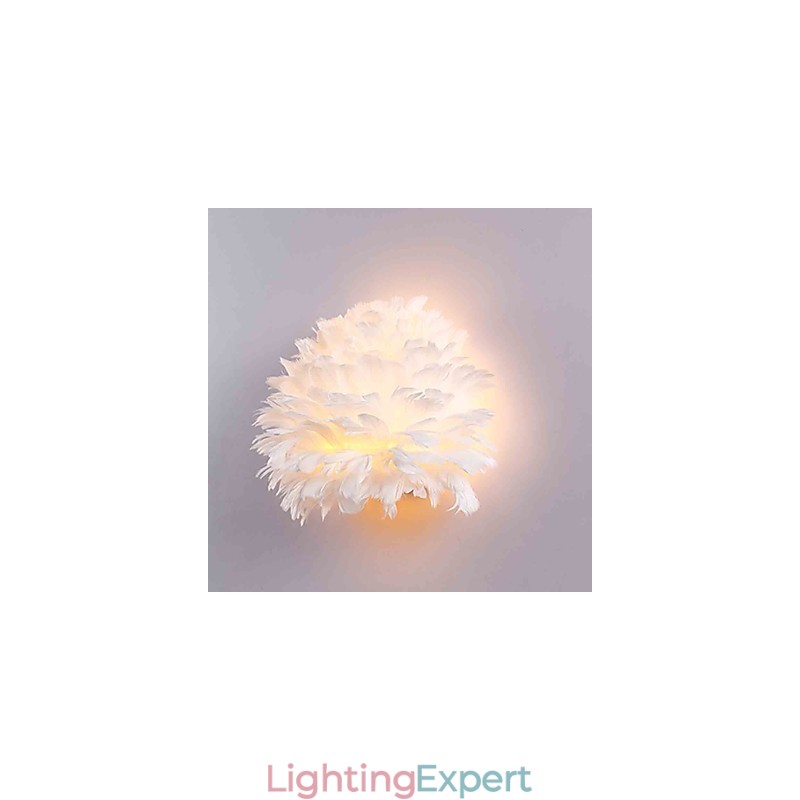 Feather Wall Lights Modern Contemporary Bedroom Hotel Wall Sconces E14