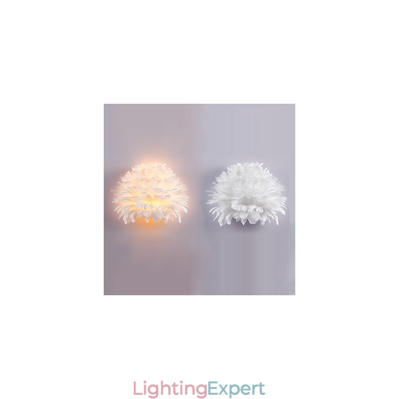 Feather Wall Lights Modern Contemporary Bedroom Hotel Wall Sconces E14