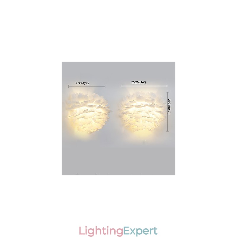 Feather Wall Lights Modern Contemporary Bedroom Hotel Wall Sconces E14