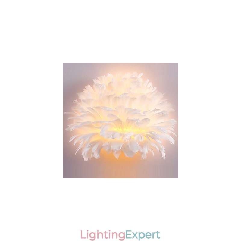 Feather Wall Lights Modern Contemporary Bedroom Hotel Wall Sconces E14