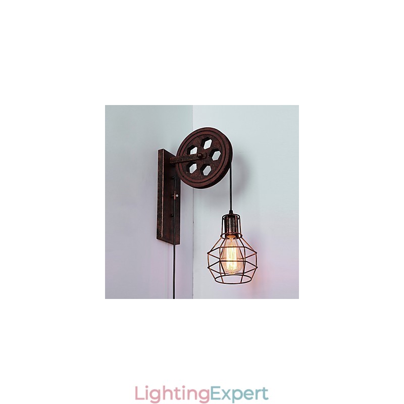 Industrial Retro Iron Wall Lamp Creative Personality Lift Pulley Wall Lamp