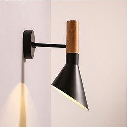 Northern Europe Style Wood Grain Metal Wall Lights Living Room Restaurant Light Angle Adjustable