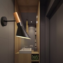 Northern Europe Style Wood Grain Metal Wall Lights Living Room Restaurant Light Angle Adjustable