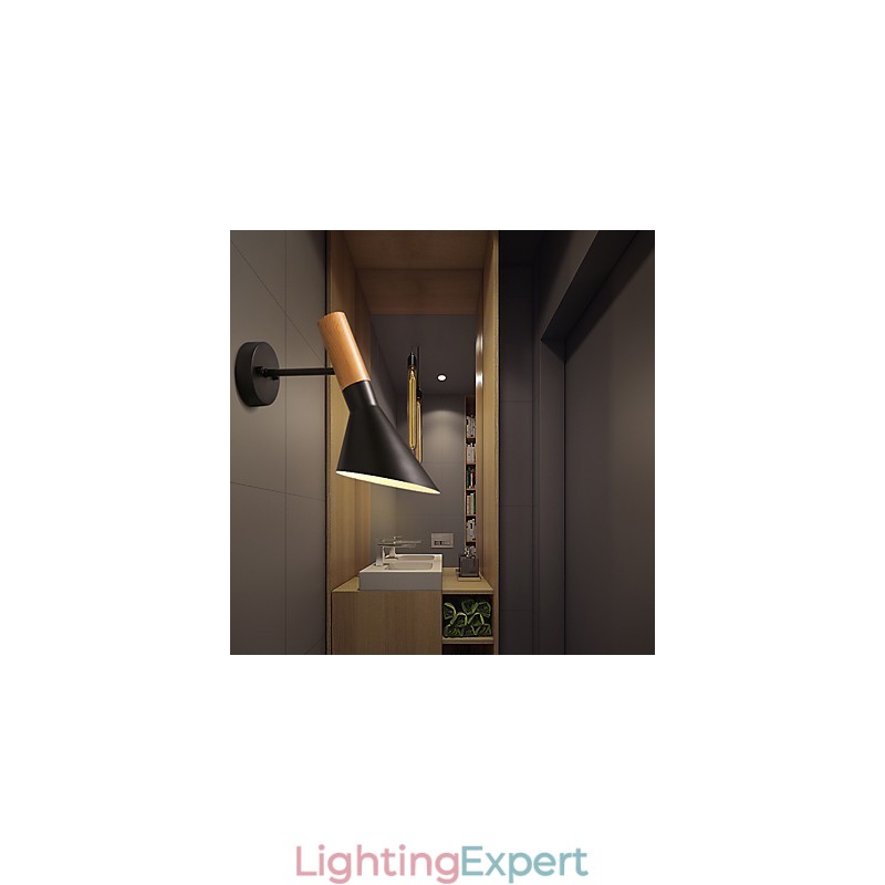 Northern Europe Style Wood Grain Metal Wall Lights Living Room Restaurant Light Angle Adjustable