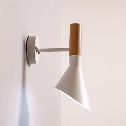 Northern Europe Style Wood Grain Metal Wall Lights Living Room Restaurant Light Angle Adjustable