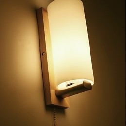 Novelty Country Feature for Mini Style Eye Protection Ambient Light Wall Sconces Wall Light Log Wood Bedroom Bedside Lamp