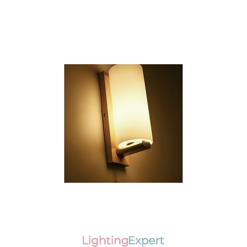 Novelty Country Feature for Mini Style Eye Protection Ambient Light Wall Sconces Wall Light Log Wood Bedroom Bedside Lamp