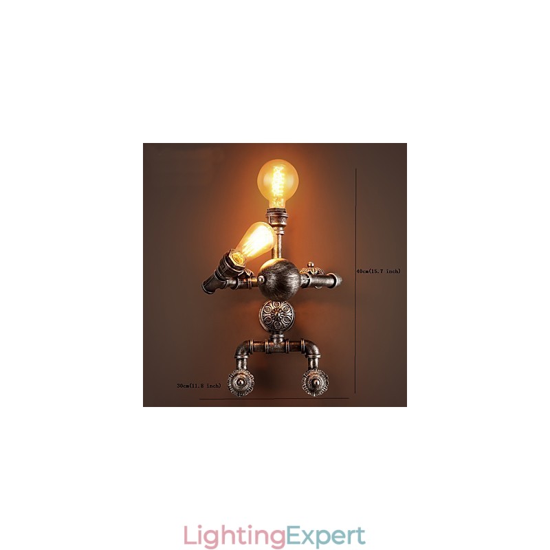 Loft Water Pipe Wall Lights Retro Industrial Style Creative Robot Design Metal Restaurant Cafe Bars Bar Table Wall Sconces