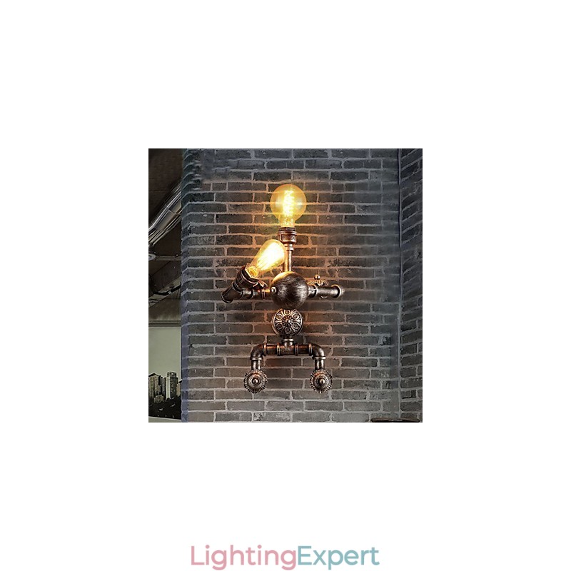Loft Water Pipe Wall Lights Retro Industrial Style Creative Robot Design Metal Restaurant Cafe Bars Bar Table Wall Sconces