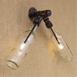 Retro American Village Creative Industry Wind Designer Water Bottle Wall Lamp Wall Light Blue Transparent