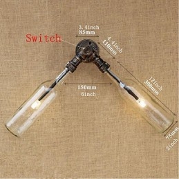 Retro American Village Creative Industry Wind Designer Water Bottle Wall Lamp Wall Light Blue Transparent