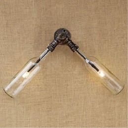 Retro American Village Creative Industry Wind Designer Water Bottle Wall Lamp Wall Light Blue Transparent