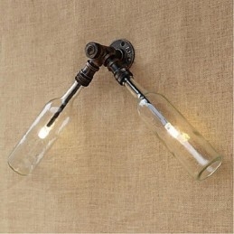 Retro American Village Creative Industry Wind Designer Water Bottle Wall Lamp Wall Light Blue Transparent