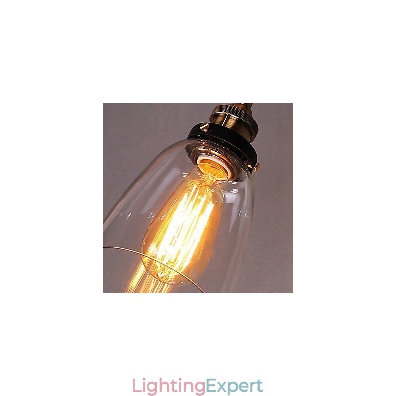 Industrial Edison Simplicity Glass Wall Sconce Metal Base Cap Dining Room Study Room Office Hallway Wall Mount Light
