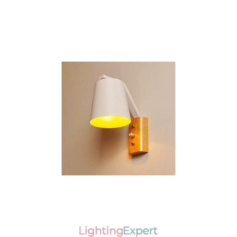 Creative Personality Warm Wood Iron Bed Lamp Switch With Nordic Corridor Study