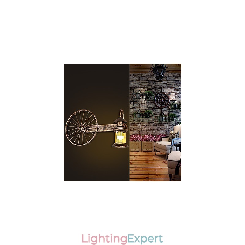 Rustic Lodge Painting Feature for Mini Style Uplight Wall Sconces Wall Light