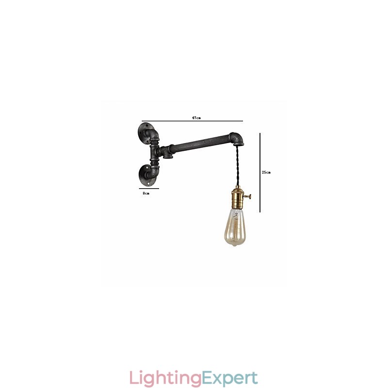 Vintage Industrial Pipe Wall Lights With switch Creative Lights Restaurant Cafe Bar Decoration lighting With 1 Light Painted Finish