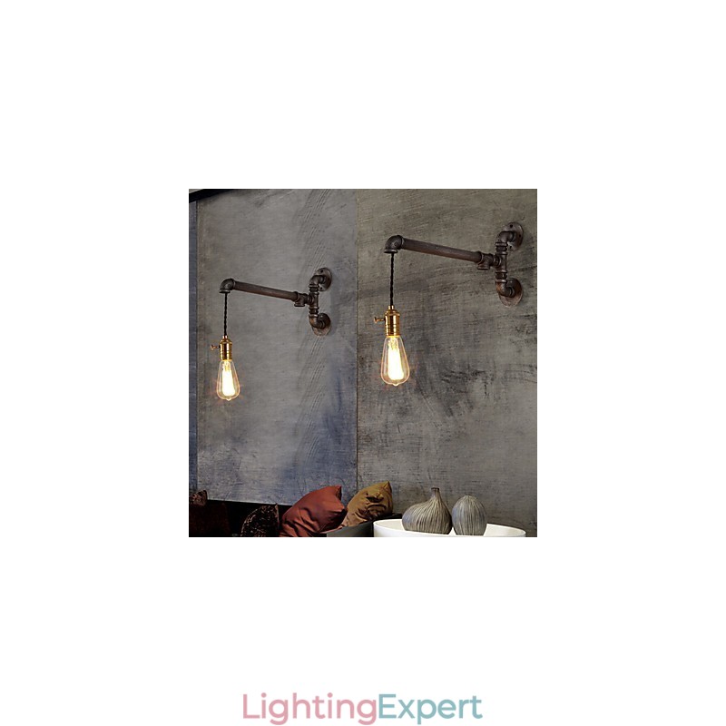 Vintage Industrial Pipe Wall Lights With switch Creative Lights Restaurant Cafe Bar Decoration lighting With 1 Light Painted Finish