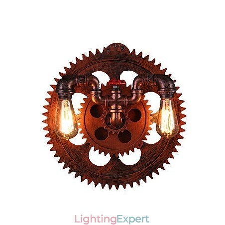 2 Heads Vintage Industrial Wall Lights Wood Gear Shape Lights Restaurant Cafe Bar Decoration Wall Sconces 2 Heads Vintage Industrial Wall Lights Wood Gear Shape Lights Restaurant Cafe Bar Decoration Wall Sconces