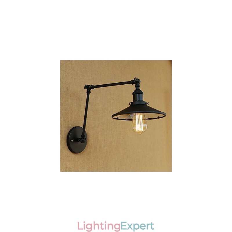 Rustic Lodge Country Retro Painting Feature for Mini Style Swing Arm Wall Lamp