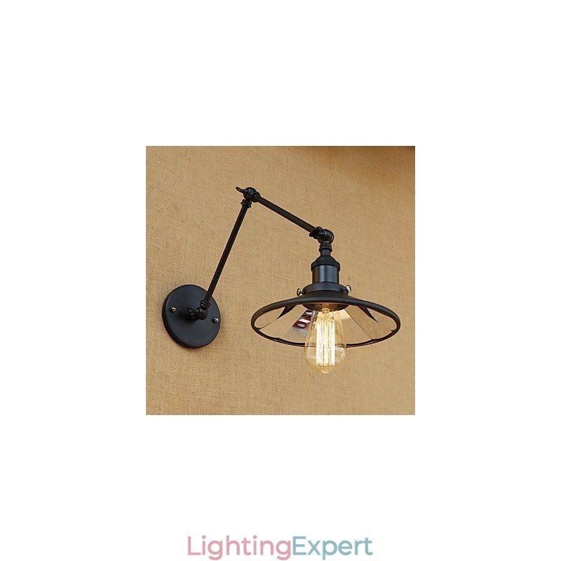 Rustic Lodge Country Retro Painting Feature for Mini Style Swing Arm Wall Lamp