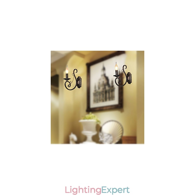 Mini Retro Wall Lamp Hallway Metal Candle Shape Wall Lamp Lighting